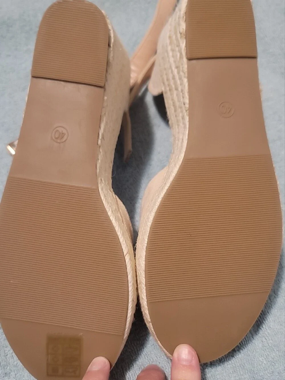 Womens Nude Espadrille Wedge Heels with Ankle Strap